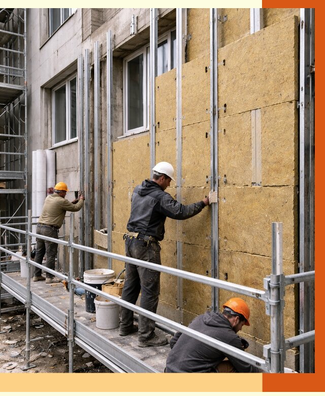 Утепление вентилируемого фасада в Тихорецке от 5772 руб/м2 — монтаж и утепление вентфасад | ТепломастерТхр